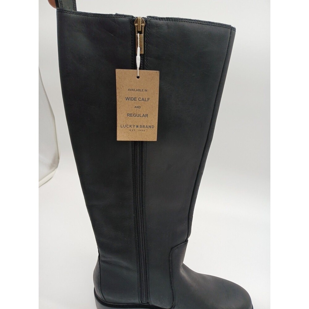 Lucky Brand Quinn Leather Black Riding Boots 6M - Picture 6 of 8
